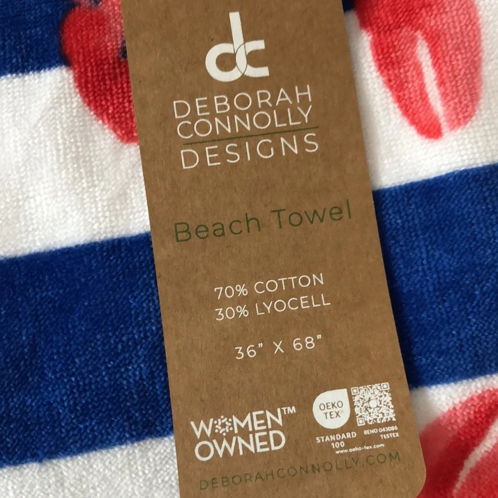 Deborah Connolly LOBSTER Striped Beach Towel